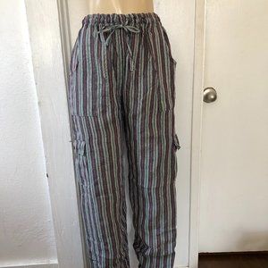 Women's High-Waisted Striped Cargo Joggers